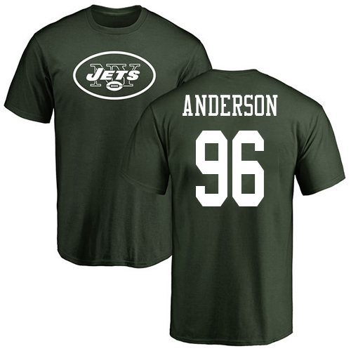 New York Jets Men Green Henry Anderson Name and Number Logo NFL Football #96 T Shirt